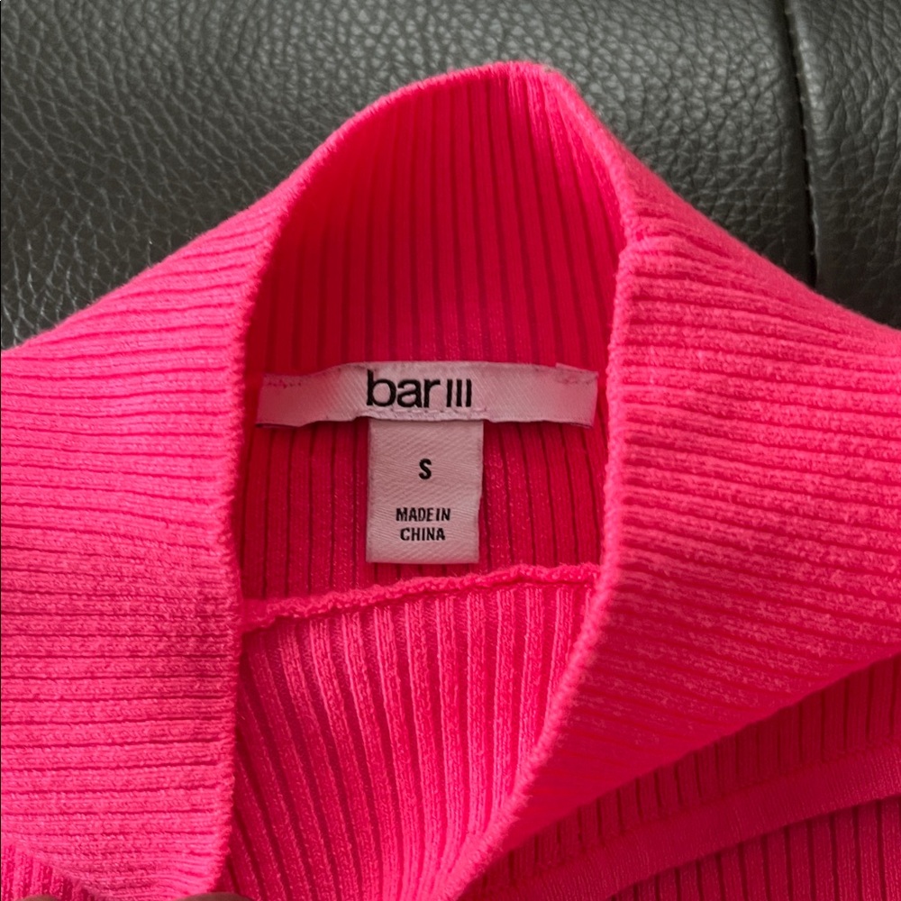 Bar III Pink Long Sleeve Knit Mock Neck Crop Top - Picture 3 of 6